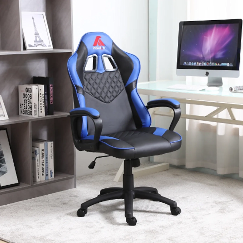 SILLA EJECUTIVA PRESTON AZUL ECOCUERO ERGONOMICA Y FUNCION MECEDORA - 4