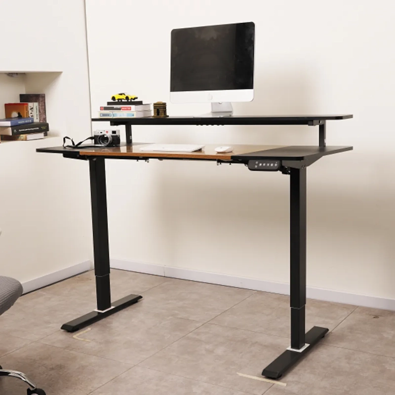 ESCRITORIO ELECTRICO HARMONY RISE 120CM DE ALTURA REGULABLE 72/120CM NOGAL NEGRO MEMORIAS Y REPISA - 4