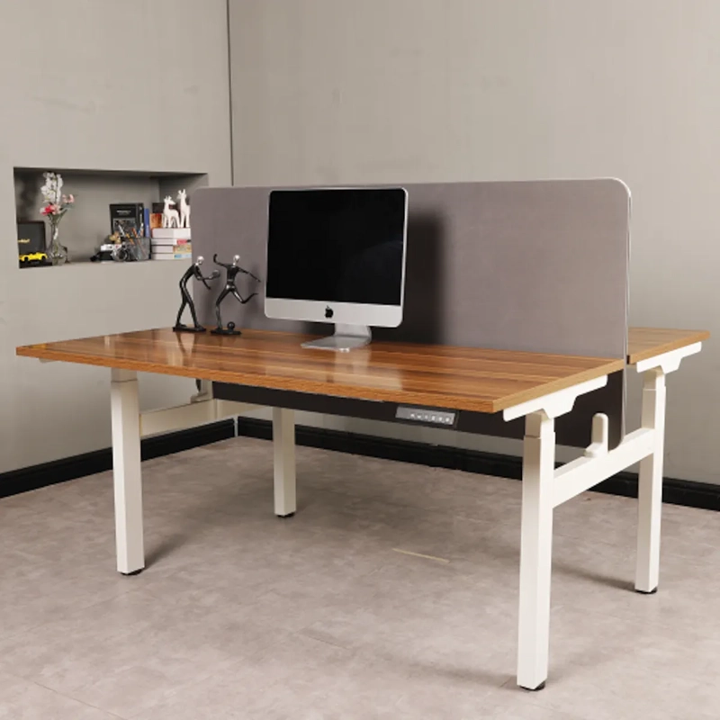 ESCRITORIO ELECTRICO DUO 150CM DOBLE PUESTO INDEPENDIENTE MEMORIA USB PANEL ACUSTICO NOGAL BLANCO - 3