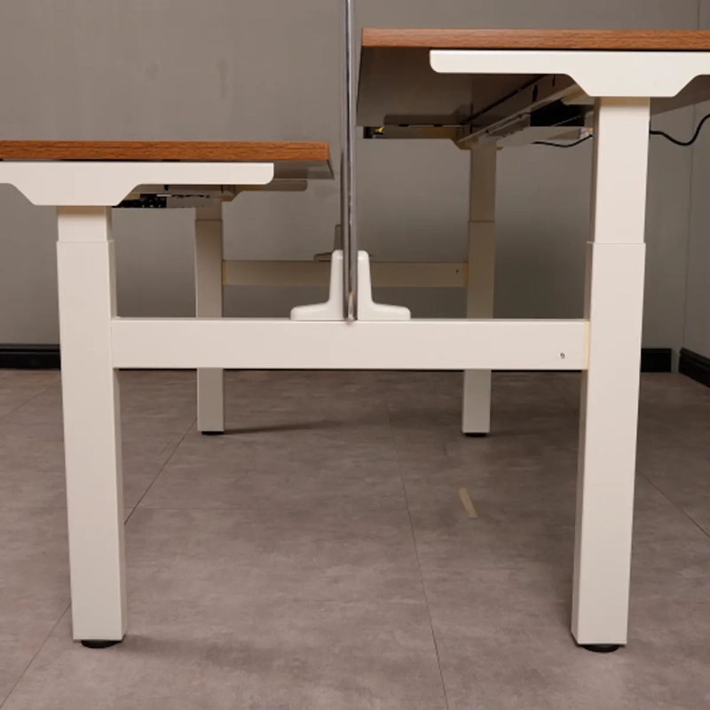 ESCRITORIO ELECTRICO DUO 150CM DOBLE PUESTO INDEPENDIENTE MEMORIA USB PANEL ACUSTICO NOGAL BLANCO - 4