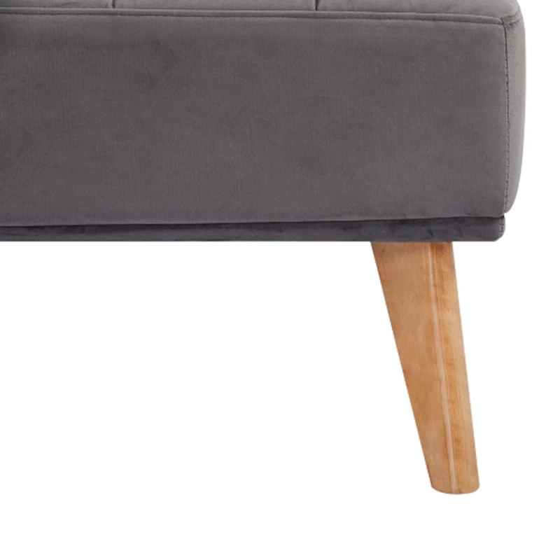FUTON SOFA CAMA NIKKO TELA GRIS DISEÑO MINIMALISTA PATAS MADERA 165CM - 2