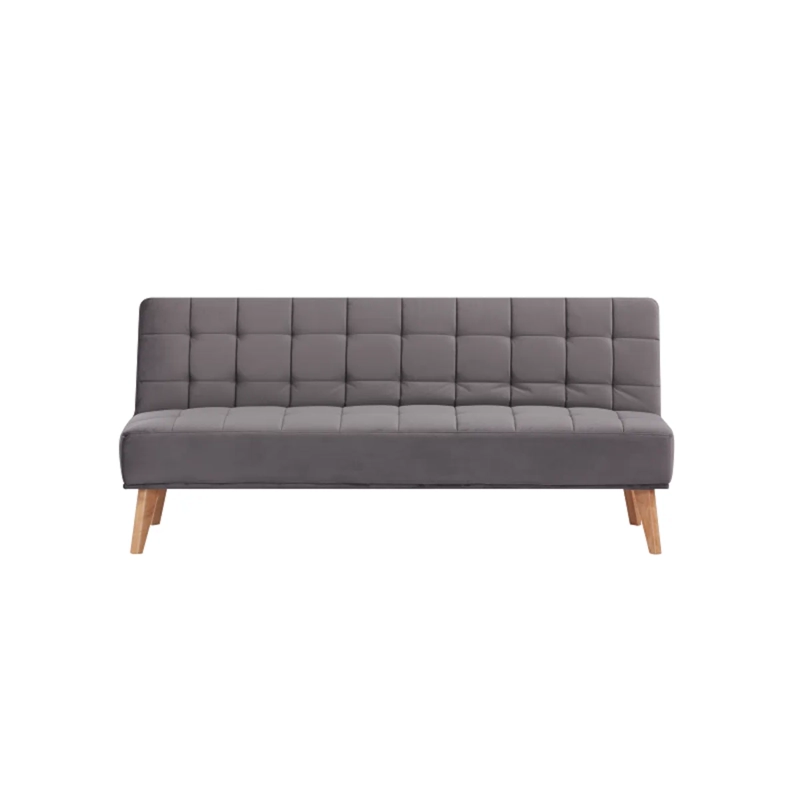 FUTON SOFA CAMA NIKKO TELA GRIS DISEÑO MINIMALISTA PATAS MADERA 165CM - 4