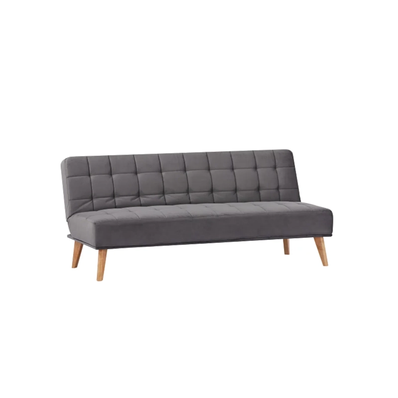 FUTON SOFA CAMA NIKKO TELA GRIS DISEÑO MINIMALISTA PATAS MADERA 165CM - 5