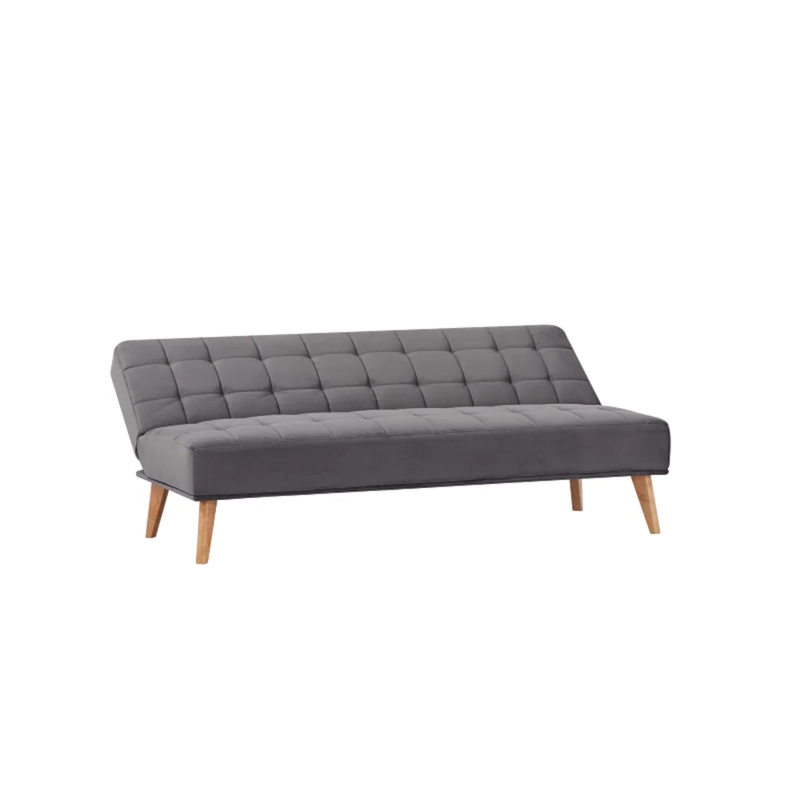 FUTON SOFA CAMA NIKKO TELA GRIS DISEÑO MINIMALISTA PATAS MADERA 165CM - 6