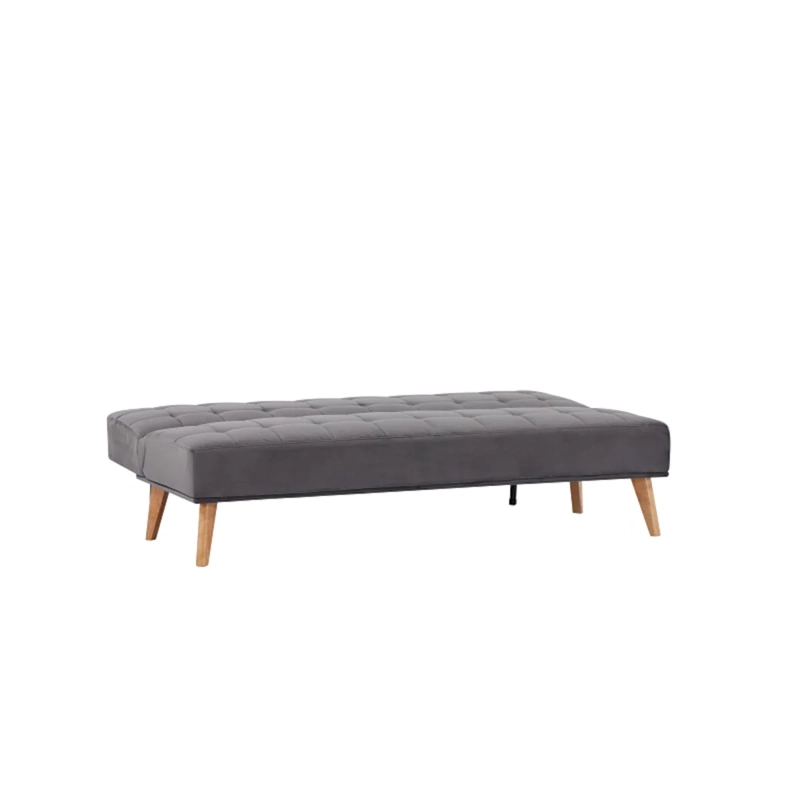 FUTON SOFA CAMA NIKKO TELA GRIS DISEÑO MINIMALISTA PATAS MADERA 165CM - 7