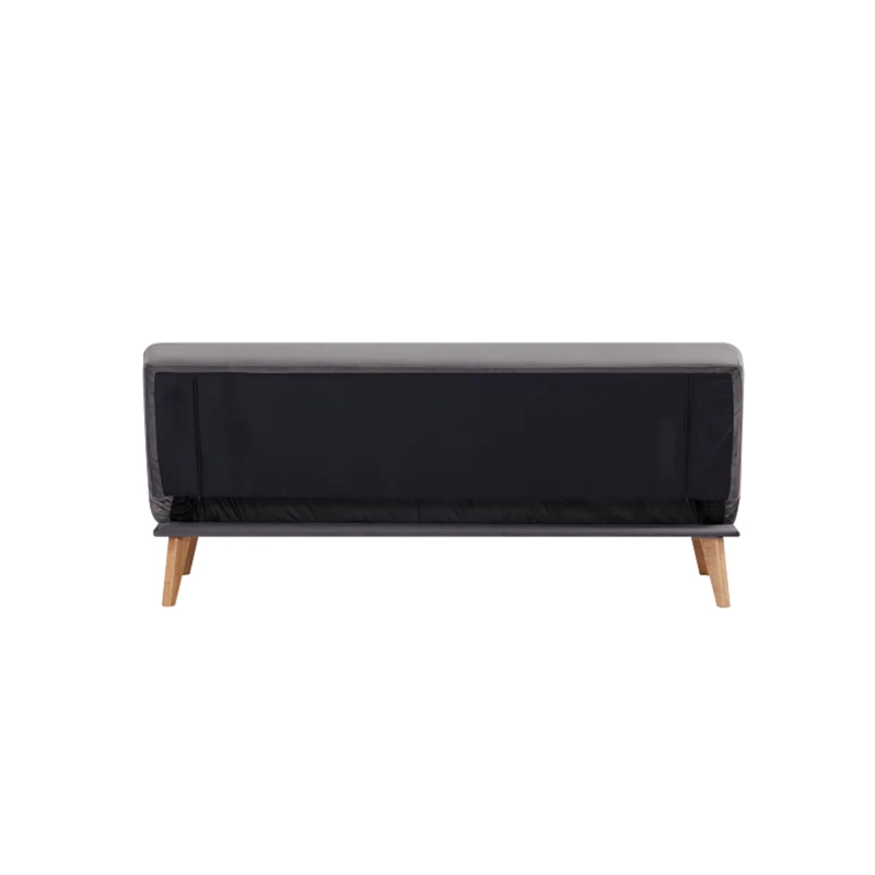 FUTON SOFA CAMA NIKKO TELA GRIS DISEÑO MINIMALISTA PATAS MADERA 165CM - 8