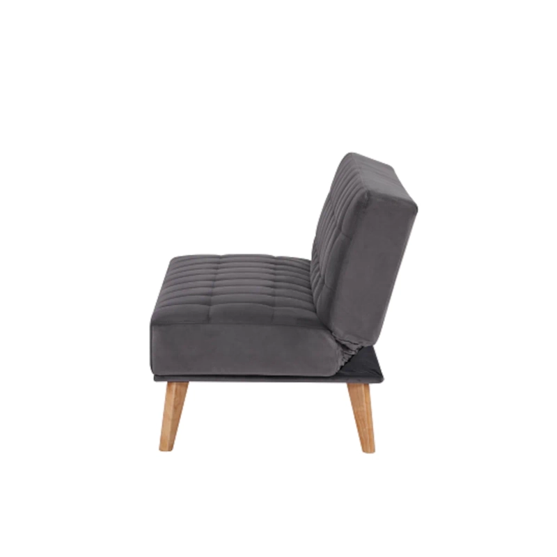 FUTON SOFA CAMA NIKKO TELA GRIS DISEÑO MINIMALISTA PATAS MADERA 165CM - 9