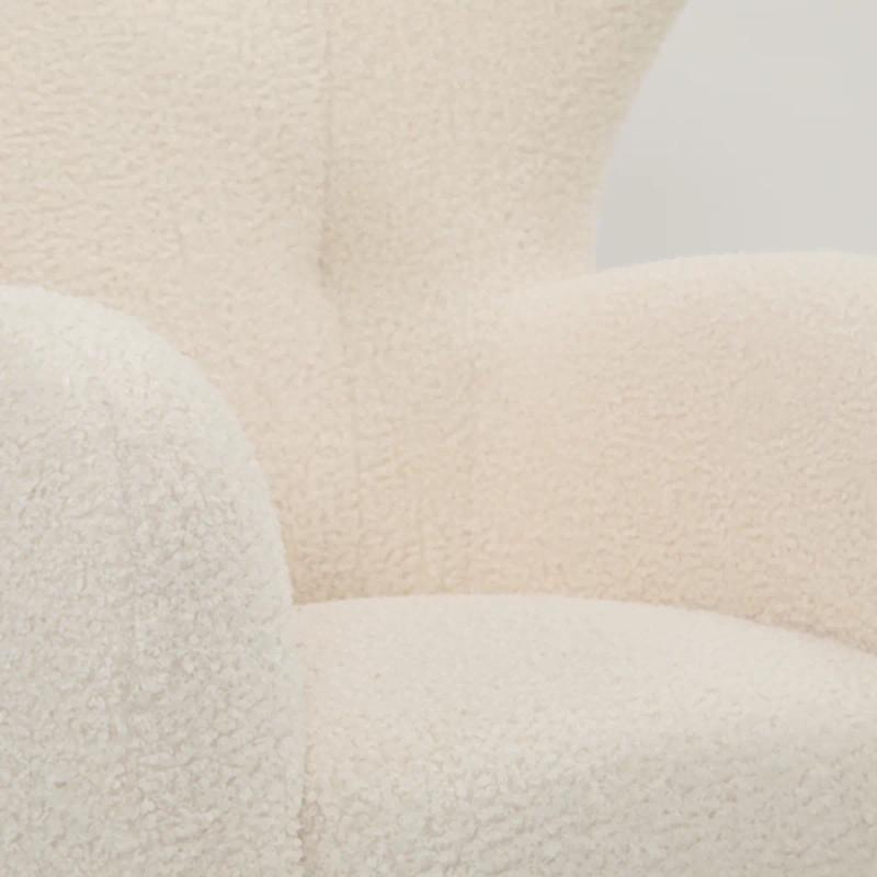 SILLON POLTRONA ASPEN 1 CUERPO TELA SHERPA CHIPORRO BLANCO DISEÑO MODERNO CON PATAS DE MADERA - 9