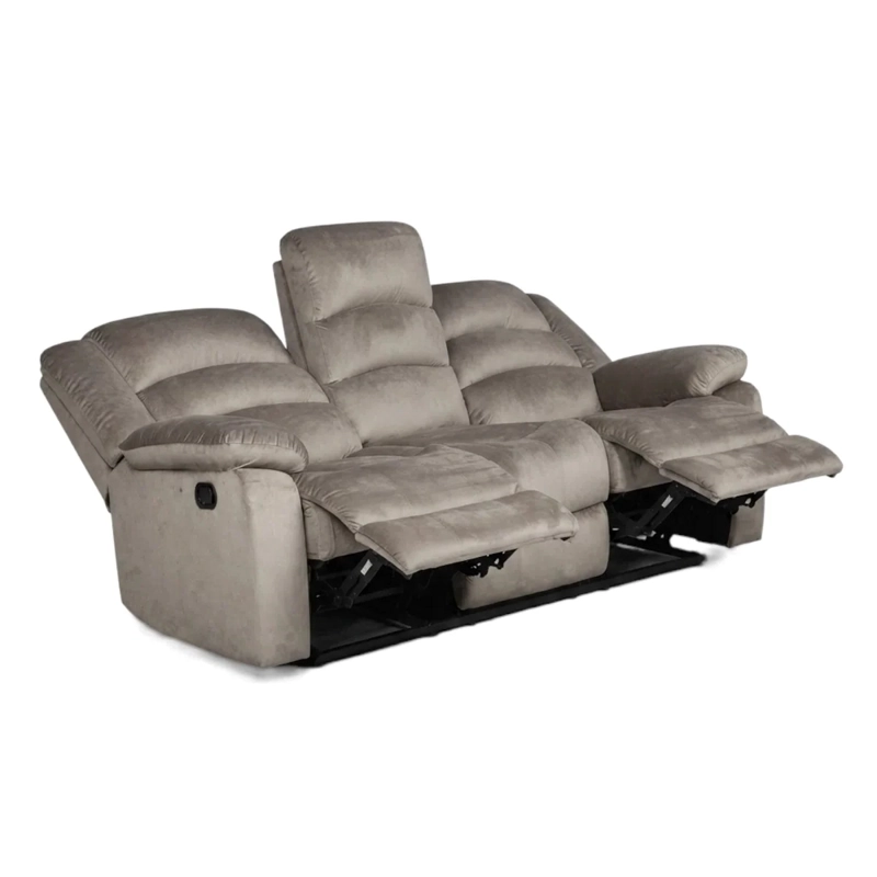 SOFA BERGERE RECLINABLE MUSIL 3 CUERPOS CAFE GRISACEO - 4