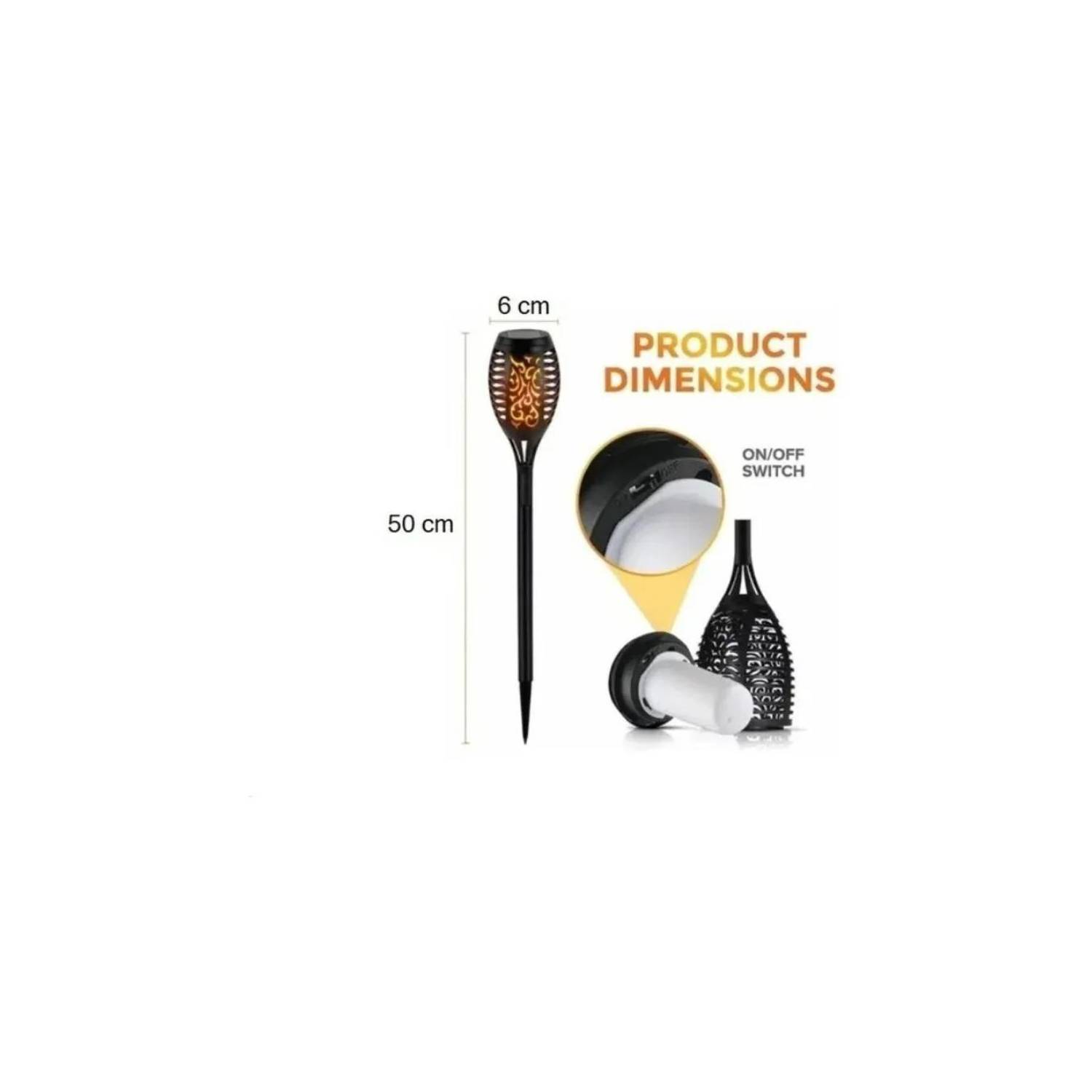 PACK 4 LUZ SOLAR ESTACA ESTILO ANTORCHA PARA JARDÍN AL AIRE LIBRE - 3