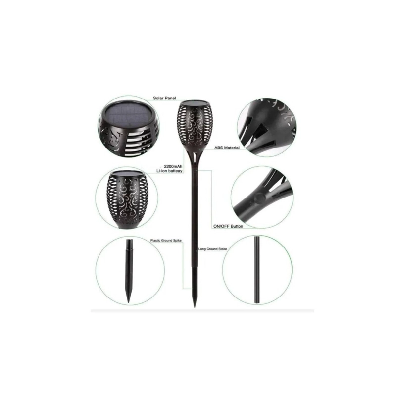LUZ SOLAR ESTACA ESTILO ANTORCHA PARA JARDIN AL AIRE LIBRE - 4