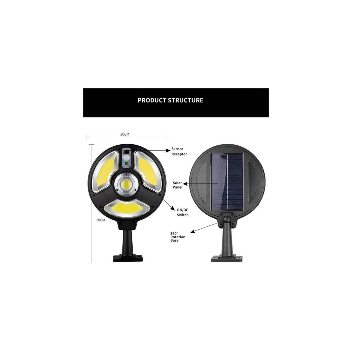 FOCO SOLAR LED REDONDO UFO SENSOR MOVIMIENTO POTENTE 460W - 2