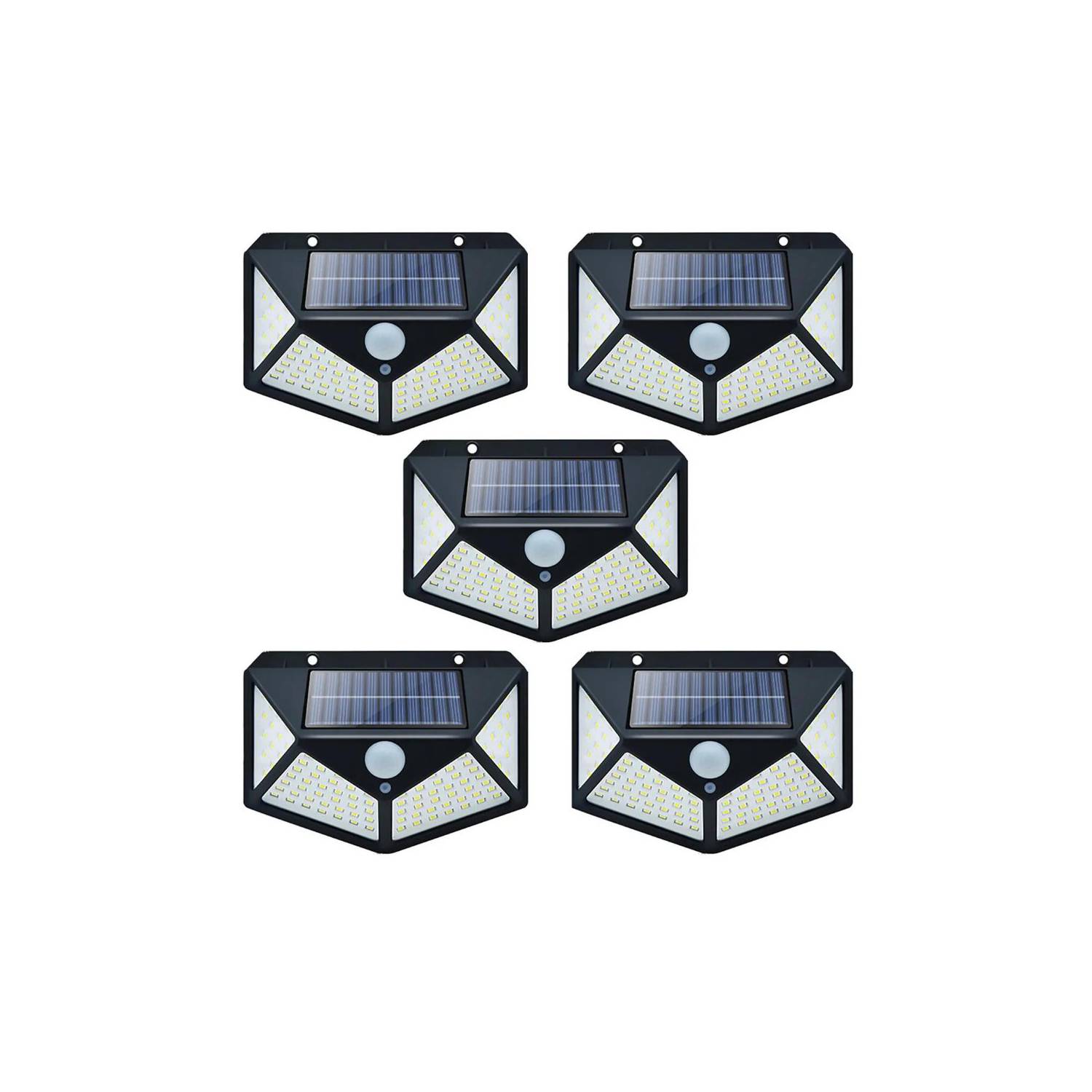 PACK 5 FOCO SOLAR 100 LED SENSOR MOVIMIENTO DE EXTERIOR PARED - 1