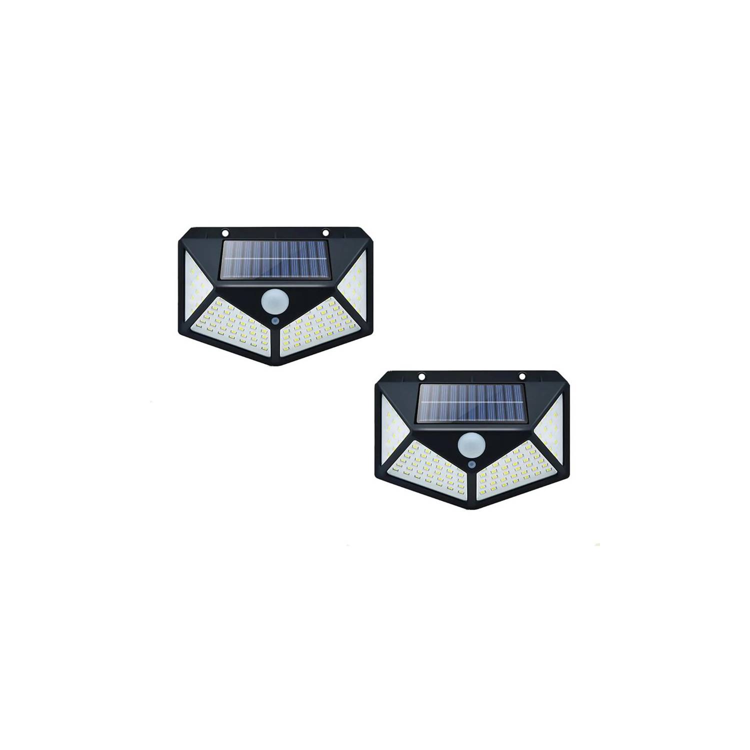 PACK 2 FOCO SOLAR 100 LED SENSOR MOVIMIENTO DE EXTERIOR PARED - 1
