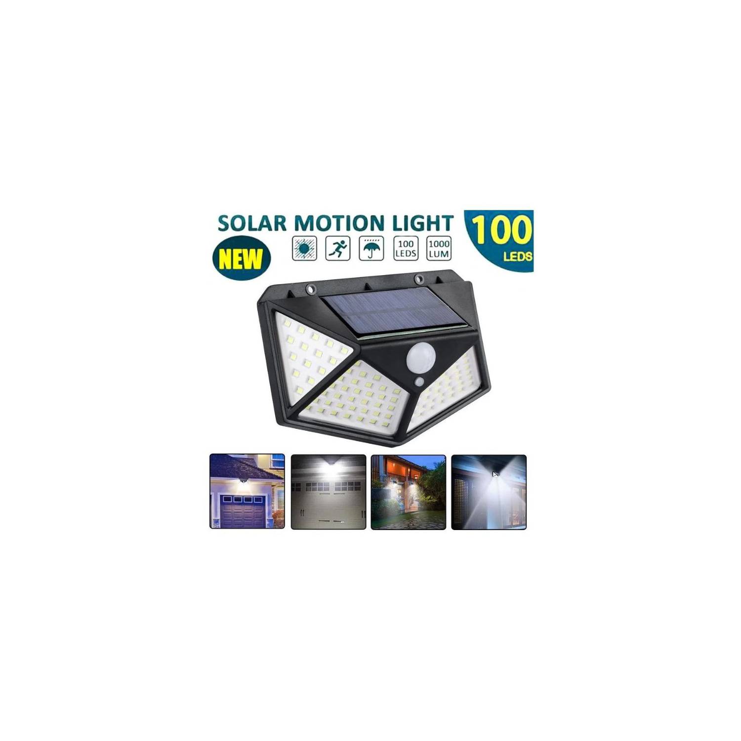 FOCO SOLAR 100 LED SENSOR MOVIMIENTO DE EXTERIOR PARED - 3