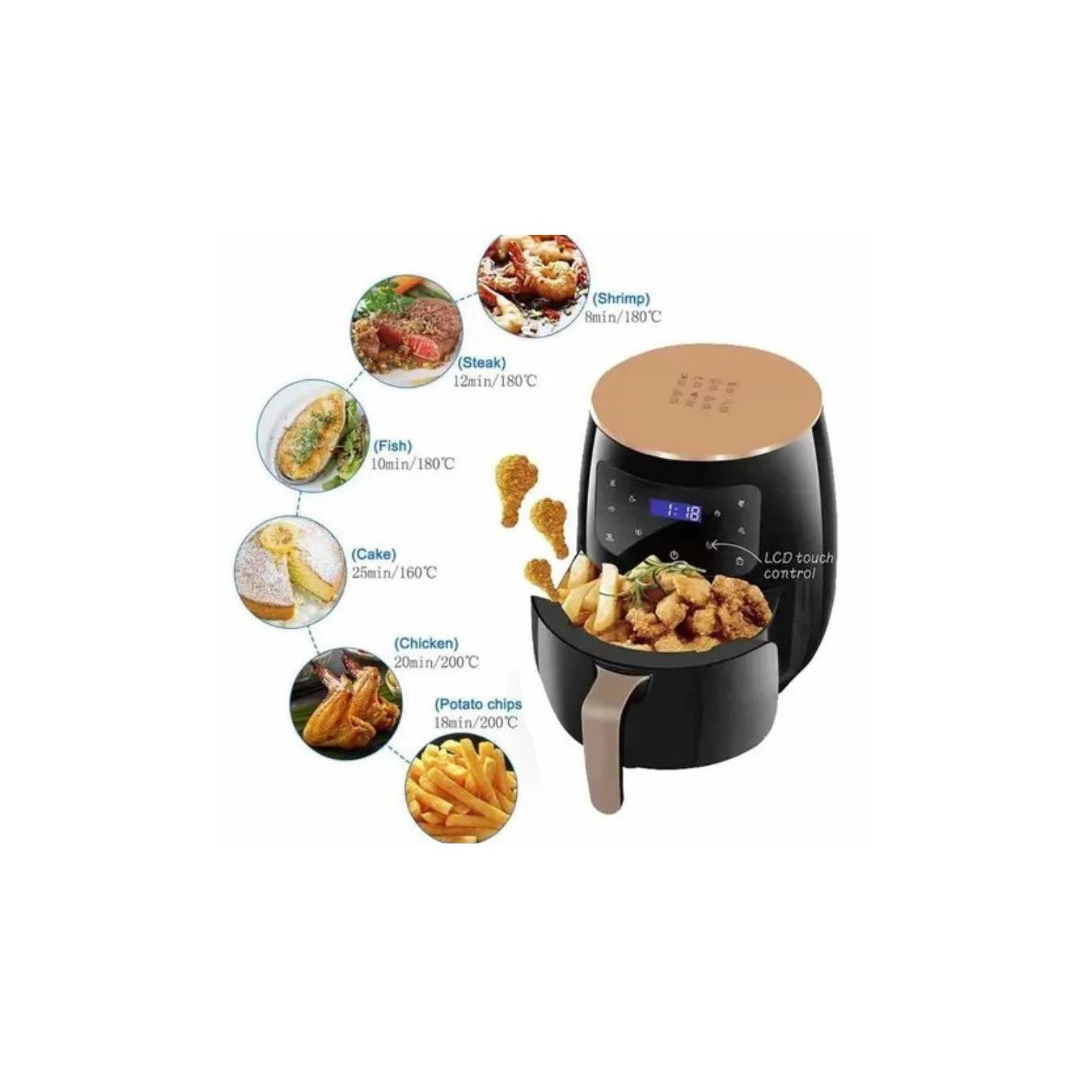FREIDORA DE AIRE 6 LITROS AIR FRYER PAPAS FRITAS - 3