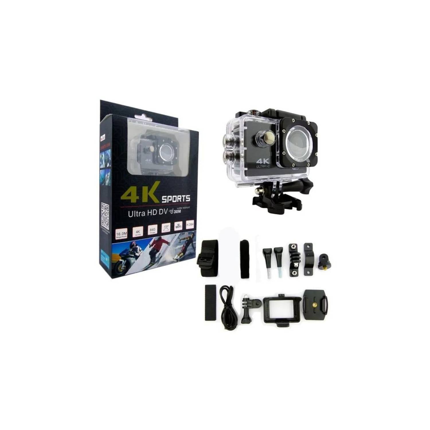 CAMARA DEPORTIVA 4K I WIFI SUMERGIBLE 30MTRS ACCESORIOS - 4