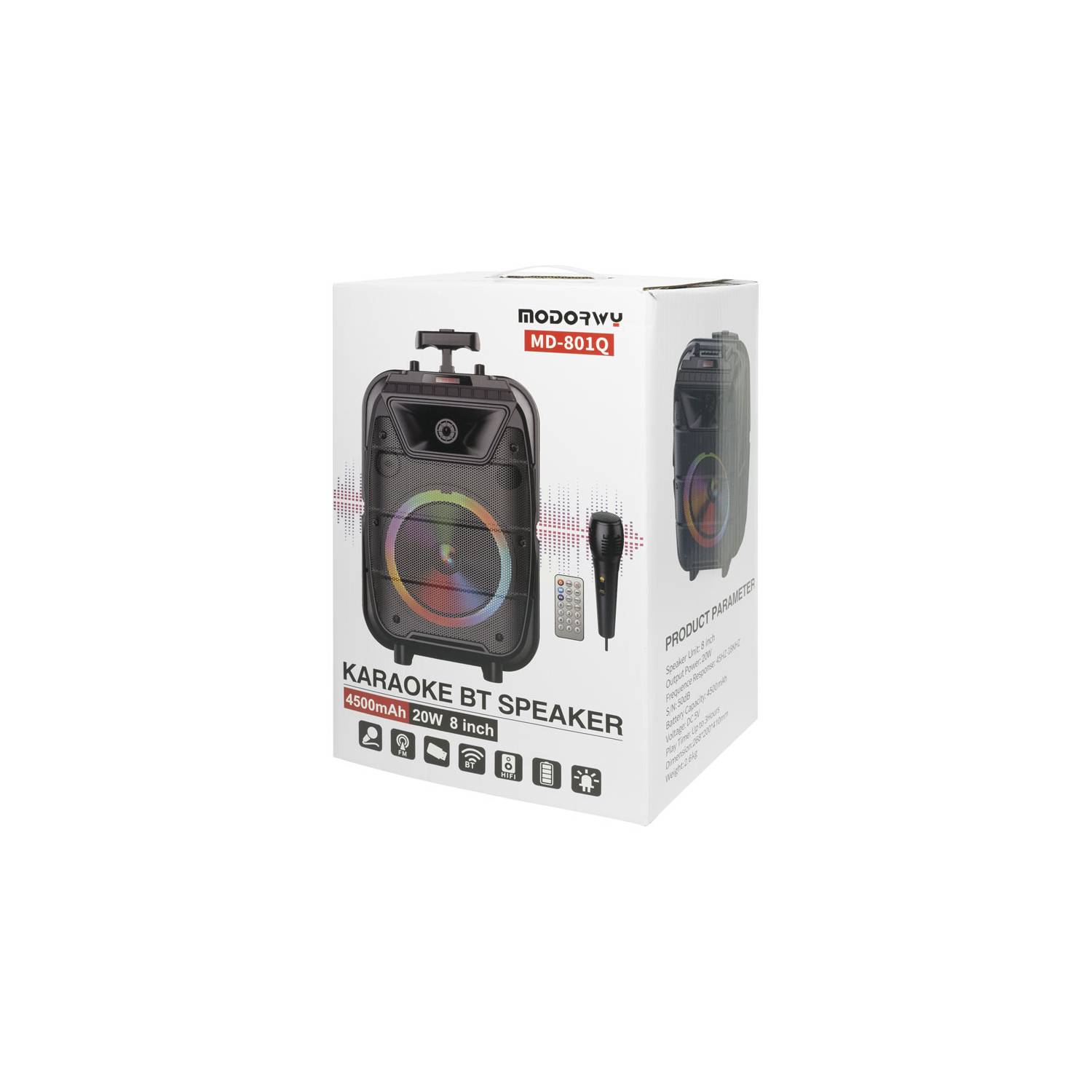 PARLANTE BLUETOOTH KARAOKE CON MICROFONO MD-801Q - 3