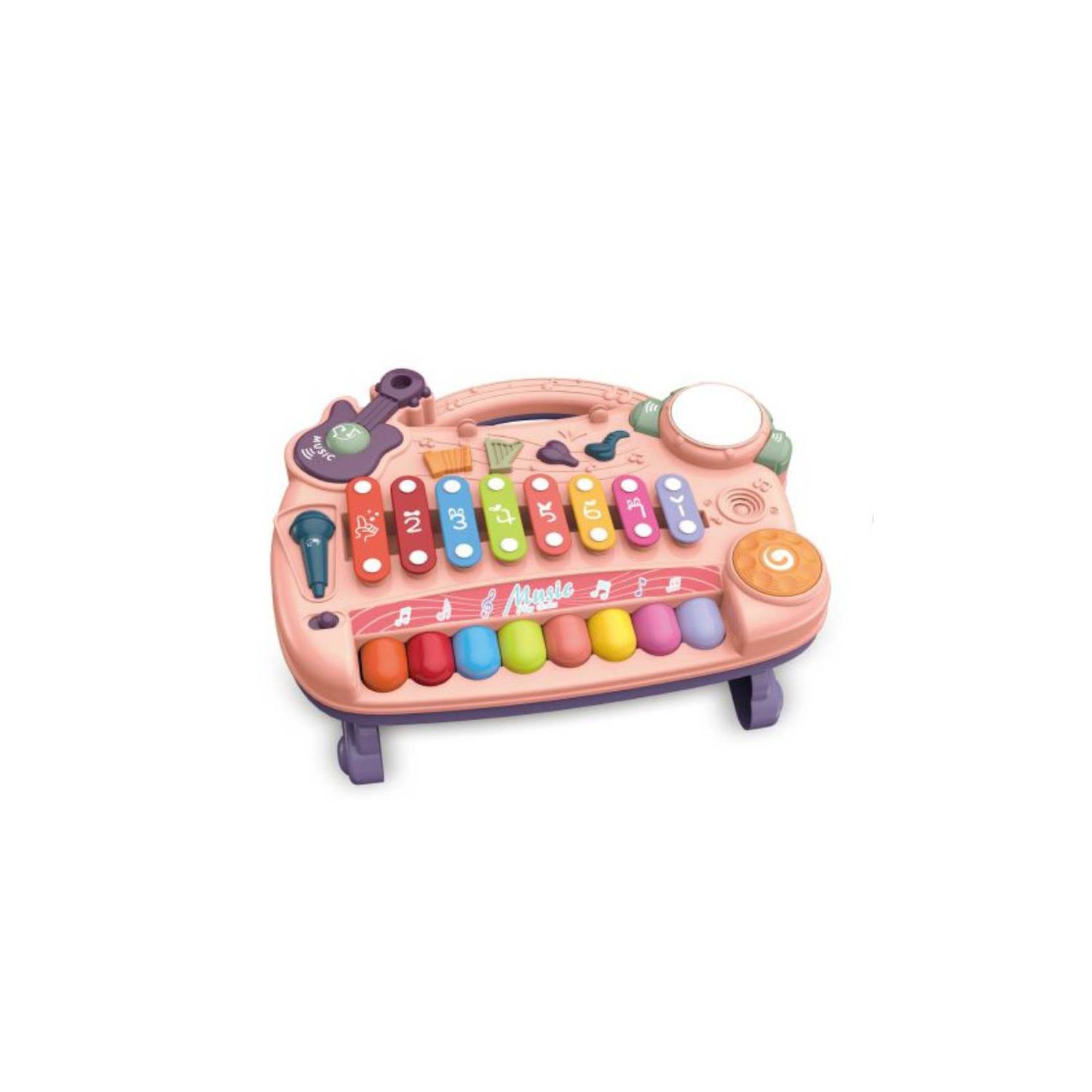 PIANO XILÓFONO 2 EN 1 CON EFECTOS ROSADO - 1