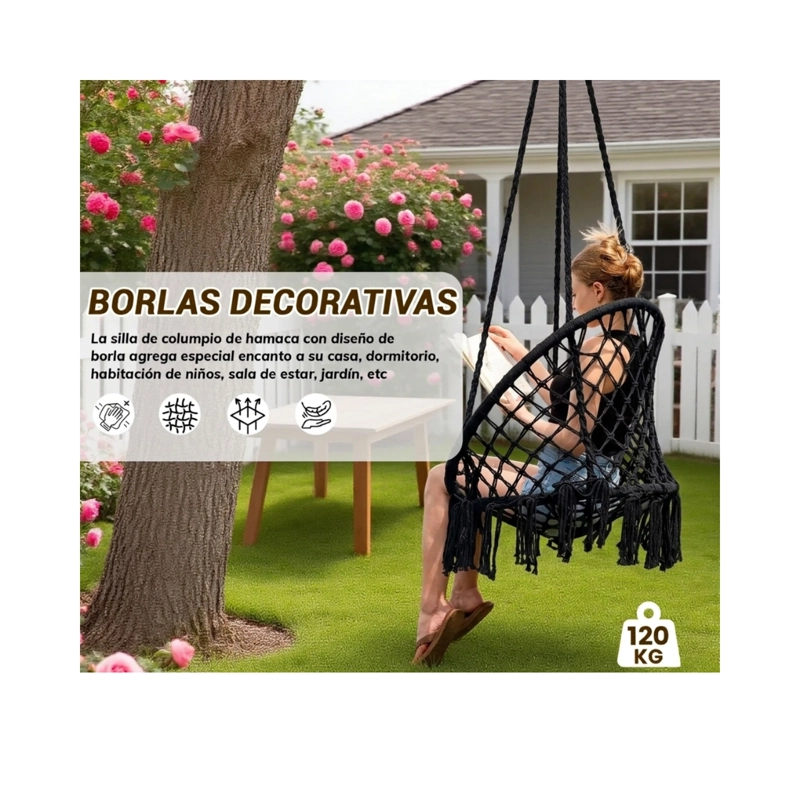 SILLA HAMACA COLGANTE CLICK VENTAS NEGRO COLUMPIO TERRAZA - 3