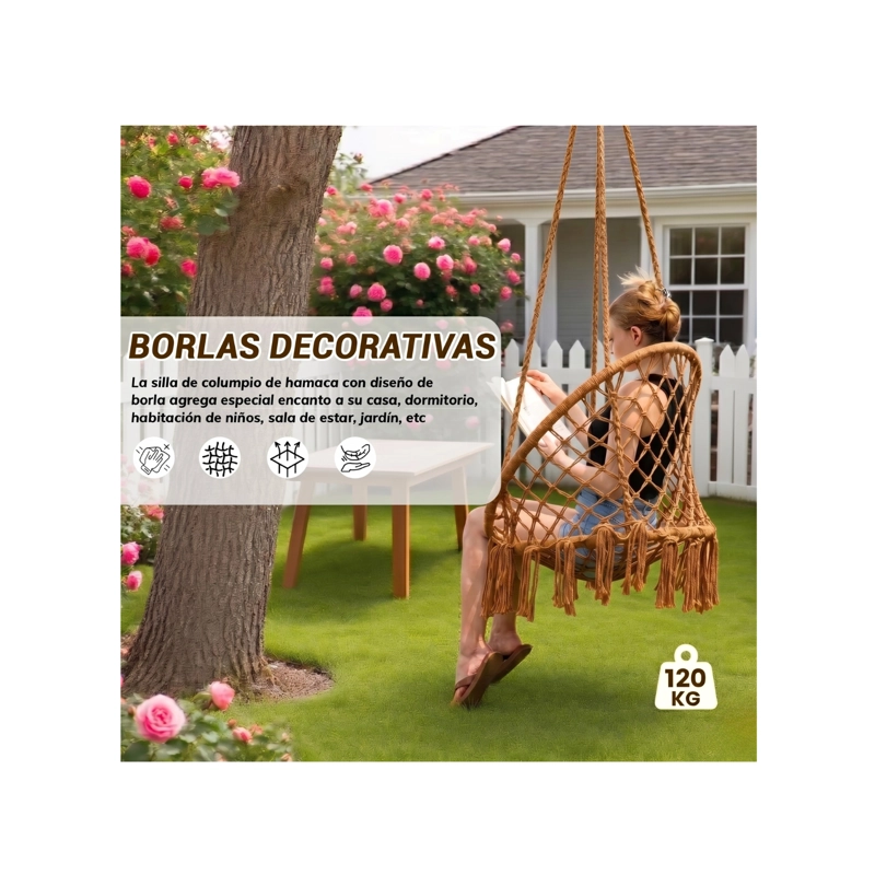 SILLA HAMACA COLGANTE CLICK VENTAS BEIGE COLUMPIO TERRAZA - 2