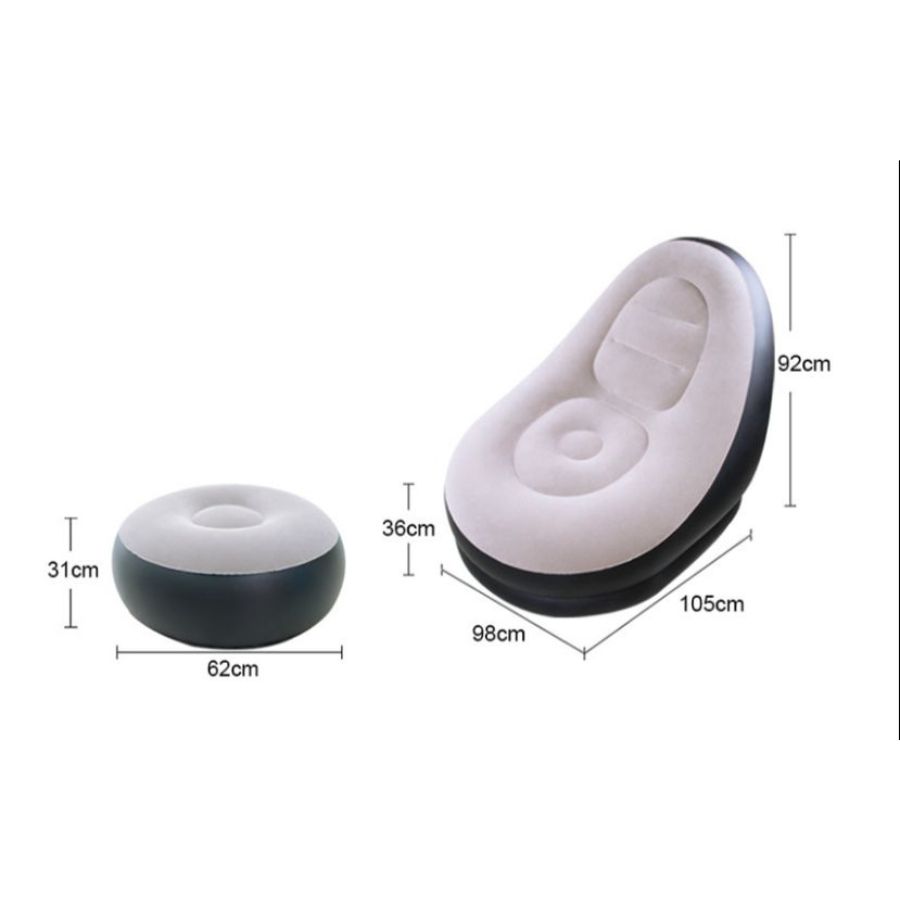 SOFA CLICK VENTAS INFLABLE 1 CUERPO CAFE SILLA SILLON CON REPOSA PIES - 4