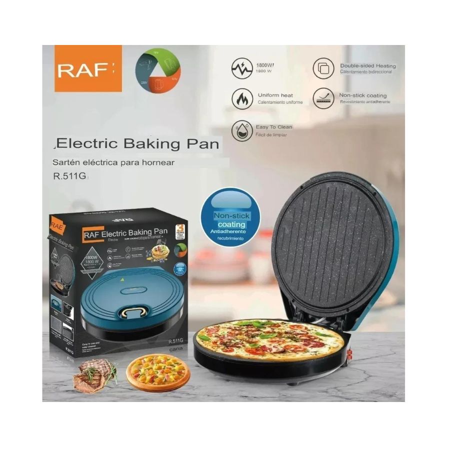 HORNO CLICK VENTAS SARTEN DOBLE ELÉCTRICO MULTIUSO PIZZA PANQUEQUERA PAN - 2