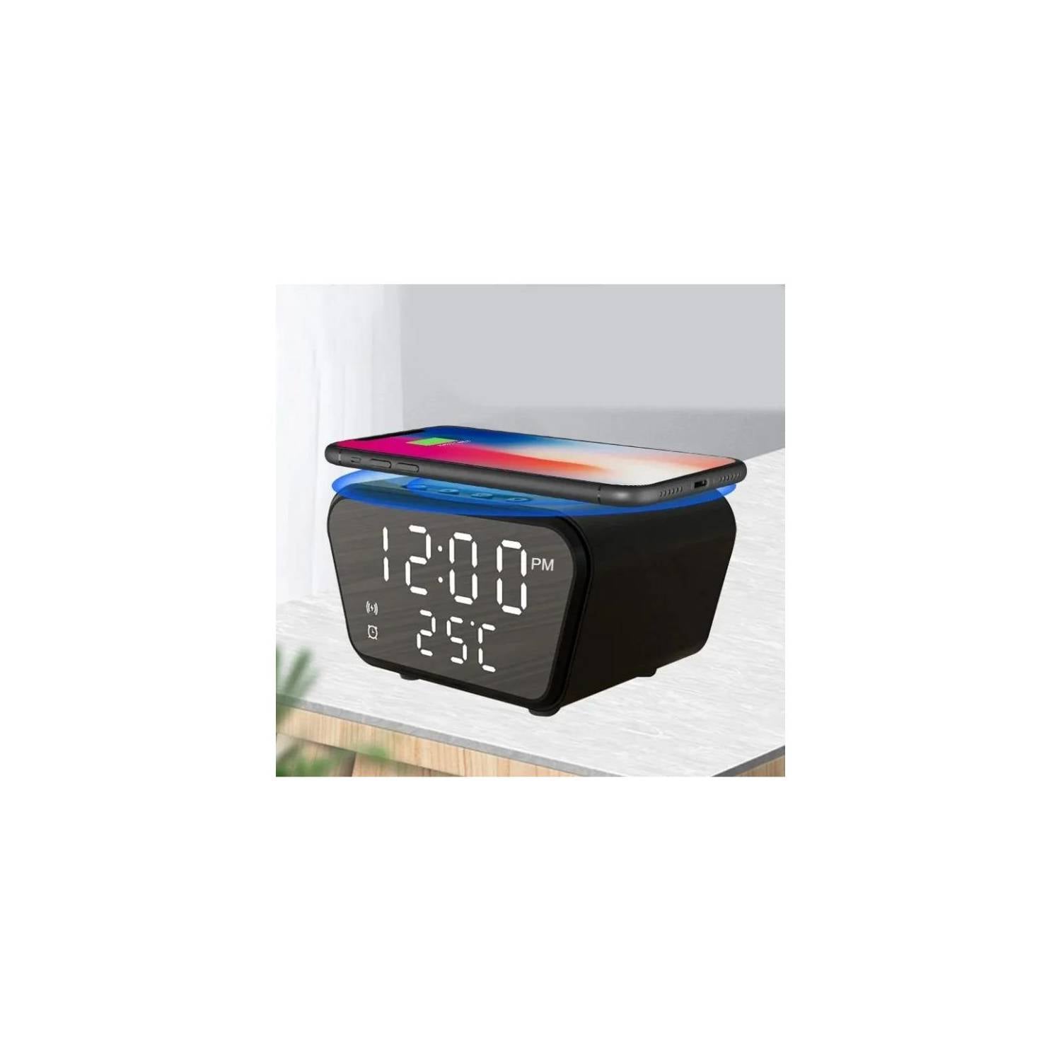 RELOJ DESPERTADOR CLICK VENTAS CON CARGADOR INALÁMBRICO Y TERMÓMETRO - 1