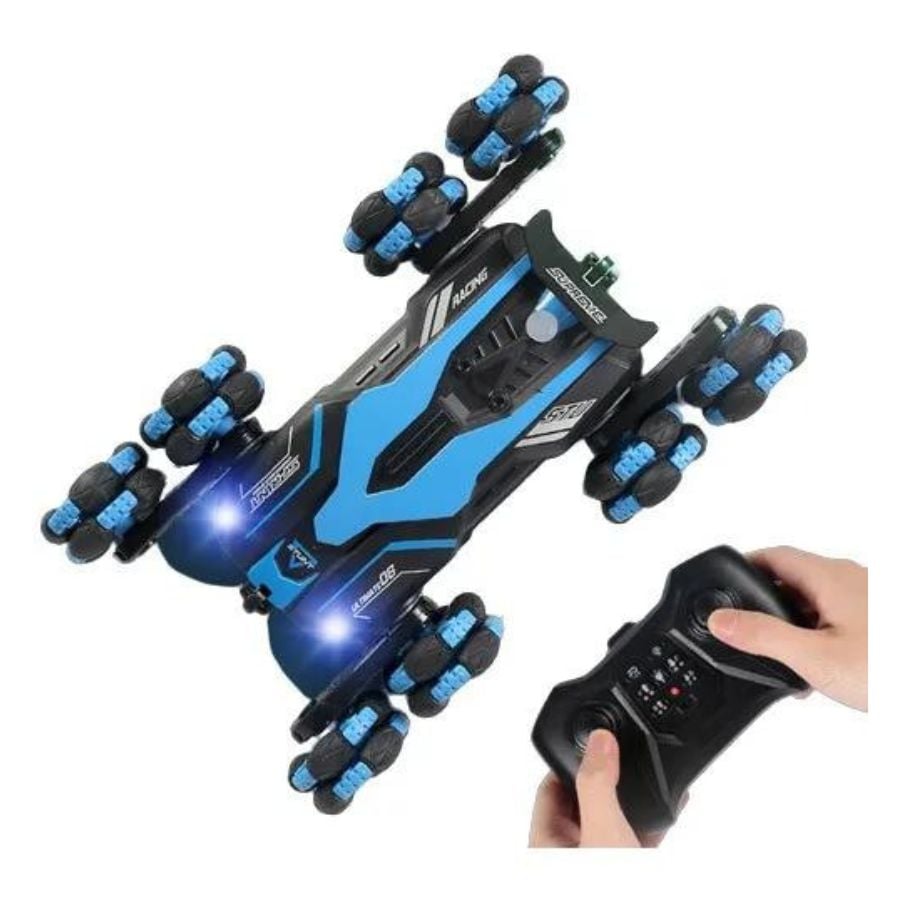 AUTO CON CONTROL REMOTO CLICK VENTAS AZUL 360 DE ACROBACIAS EFECTO HUMO - 1