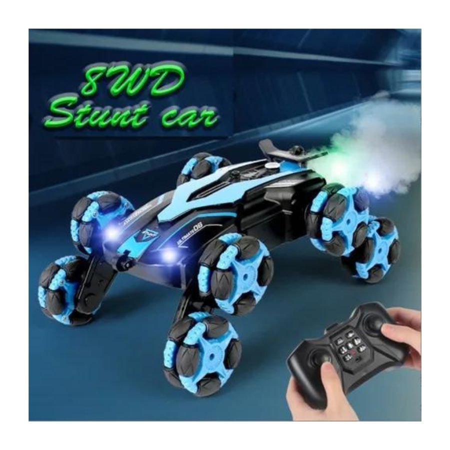 AUTO CON CONTROL REMOTO CLICK VENTAS AZUL 360 DE ACROBACIAS EFECTO HUMO - 2