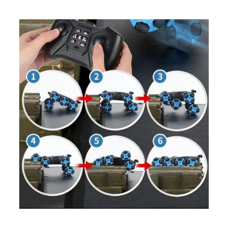 AUTO CON CONTROL REMOTO CLICK VENTAS AZUL 360 DE ACROBACIAS EFECTO HUMO - 4