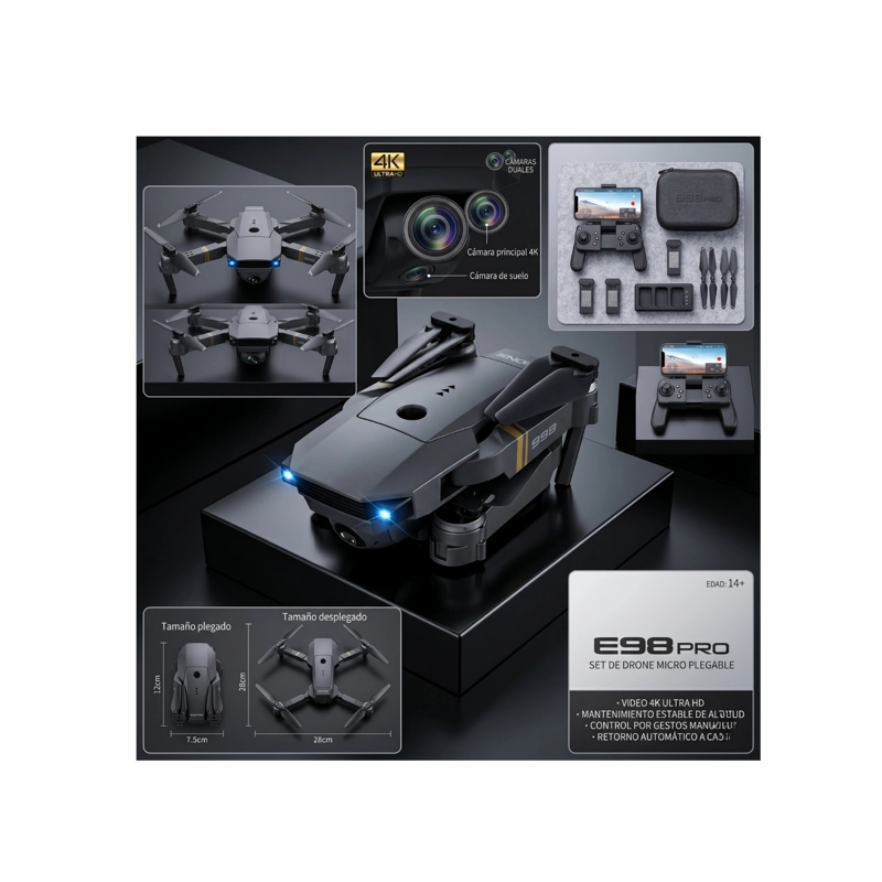 DRONE 4K DRON PROFESIONAL CAMARA WIFI FPV 998 PRO PLEGABLE - 7