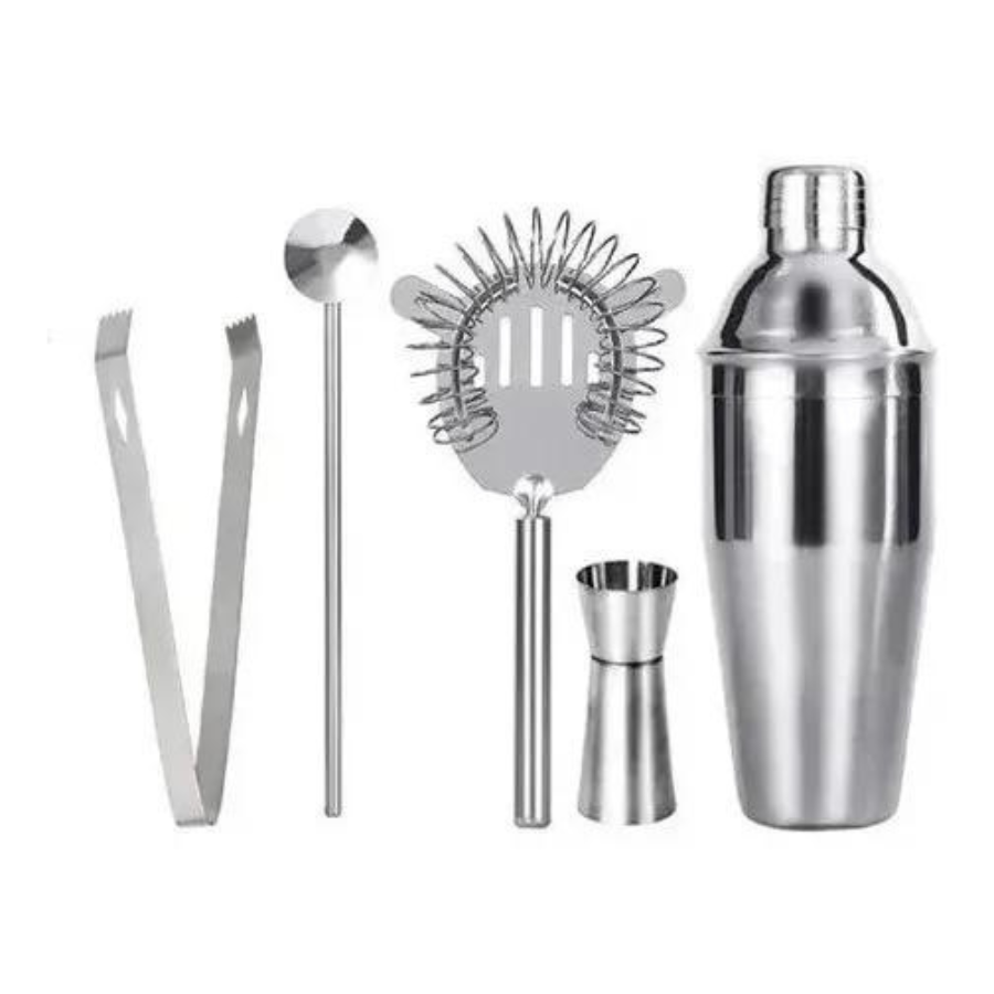 SET COCTELERO 5 PIEZAS DE ACERO INOXIDABLE TRAGOS COCTELES - 1