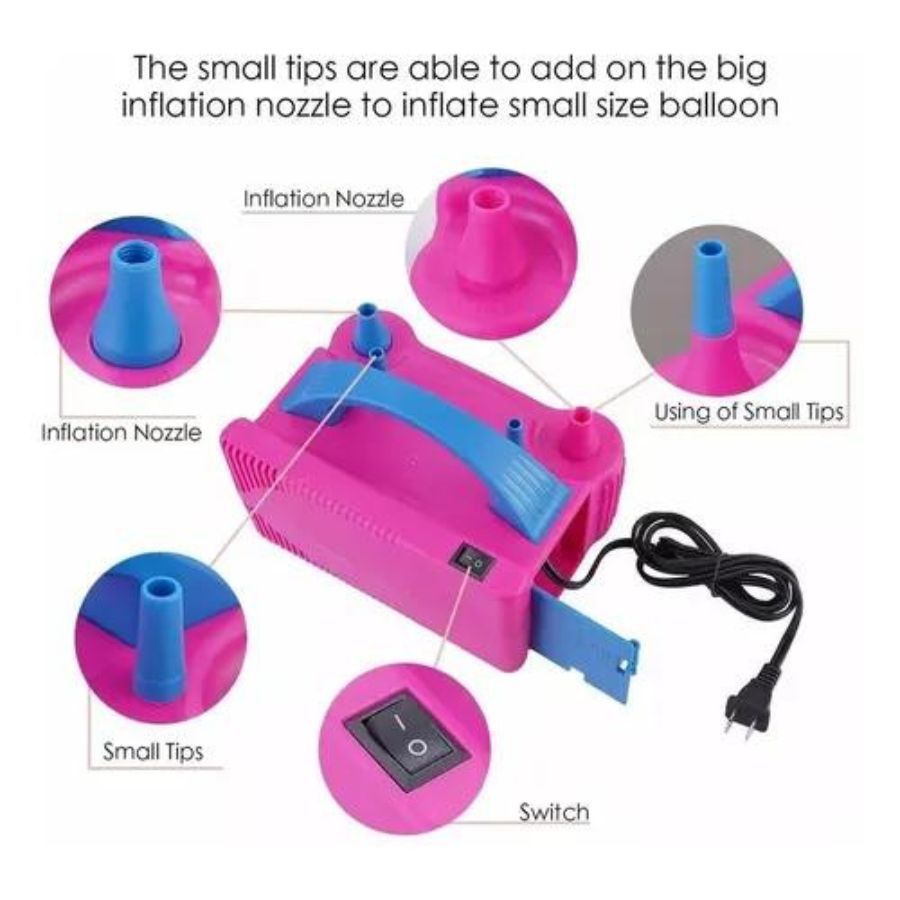 INFLADOR ELÉCTRICO DE GLOBOS CLICK VENTAS 600W CON 2 INYECTORES - 3