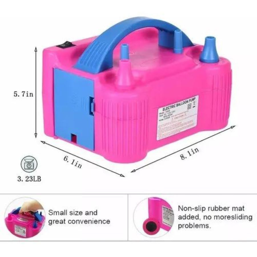 INFLADOR ELÉCTRICO DE GLOBOS CLICK VENTAS 600W CON 2 INYECTORES - 4