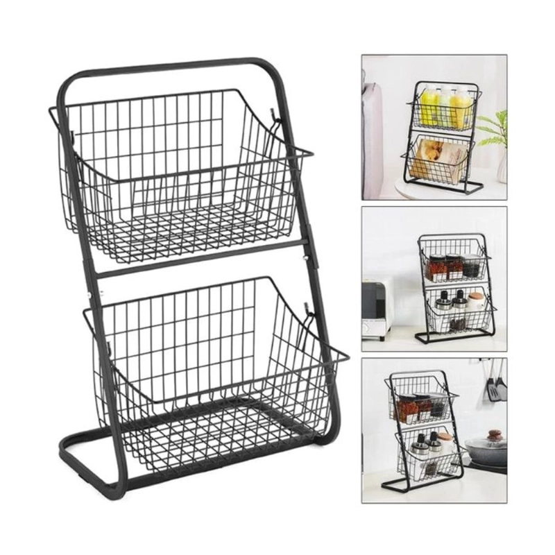 ORGANIZADOR DE COCINA MULTIFUNCIONAL 2 NIVELES NEGRO - 2