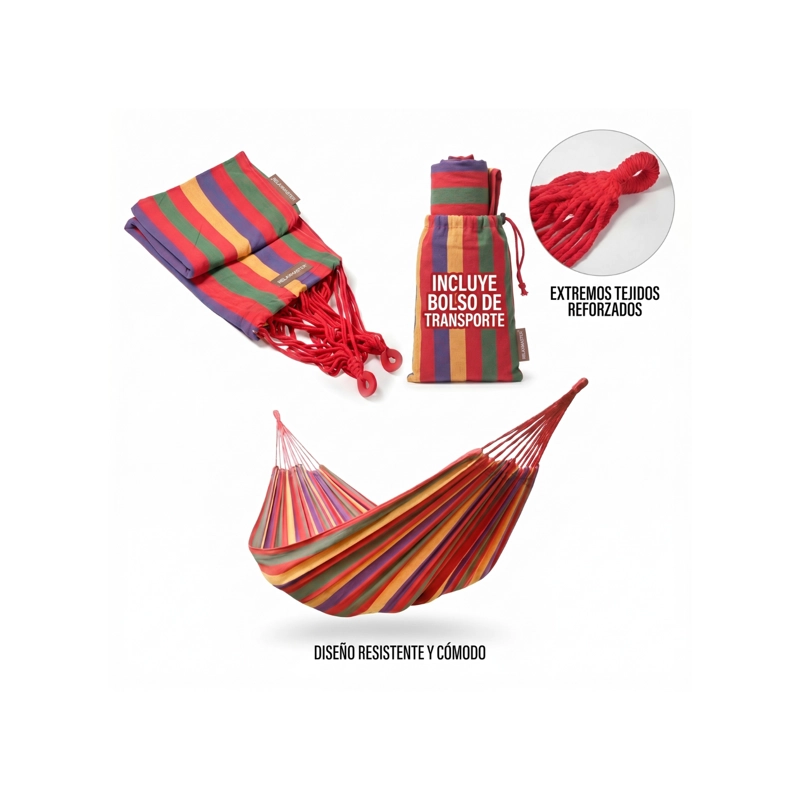 HAMACA CLICK VENTAS CAMPING O JARDIN 150X200CM MULTICOLOR - 4