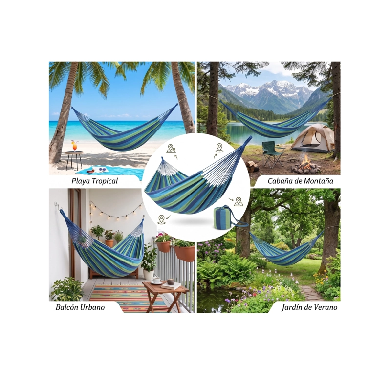 HAMACA CLICK VENTAS CAMPING O JARDIN 150X200CM AZUL - 2