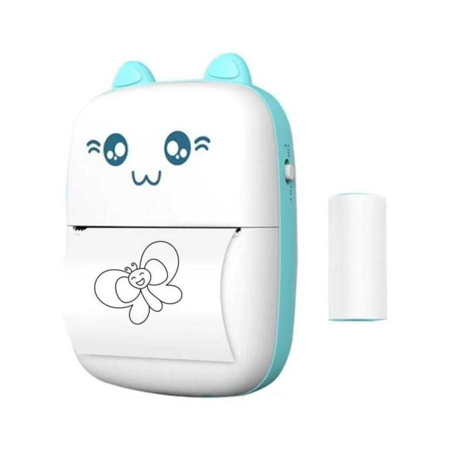 IMPRESORA CLICK VENTAS MINI TÉRMICA PORTÁTIL GATITO BLUETOOTH AZUL - 2