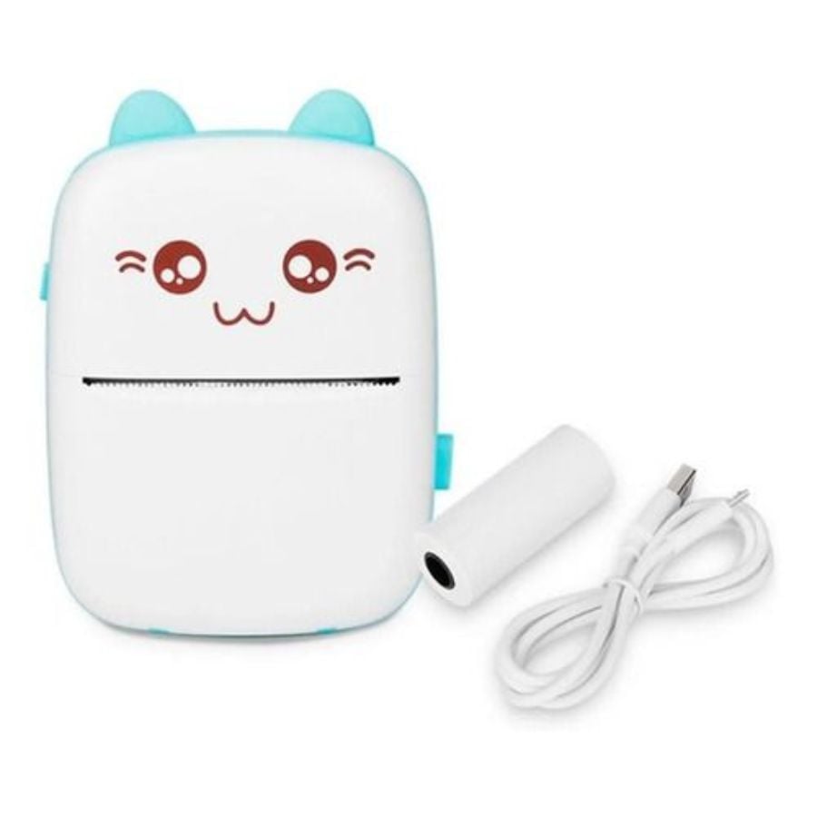 IMPRESORA CLICK VENTAS MINI TÉRMICA PORTÁTIL GATITO BLUETOOTH AZUL - 3