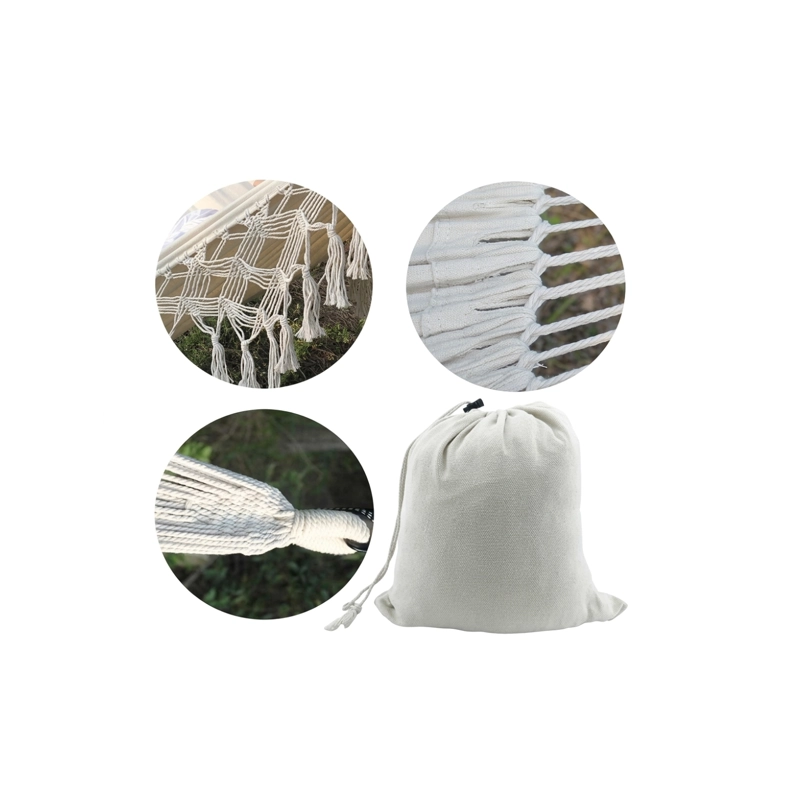 Hamaca con Borlas para Exteriores 150x200cm BEIGE - 2