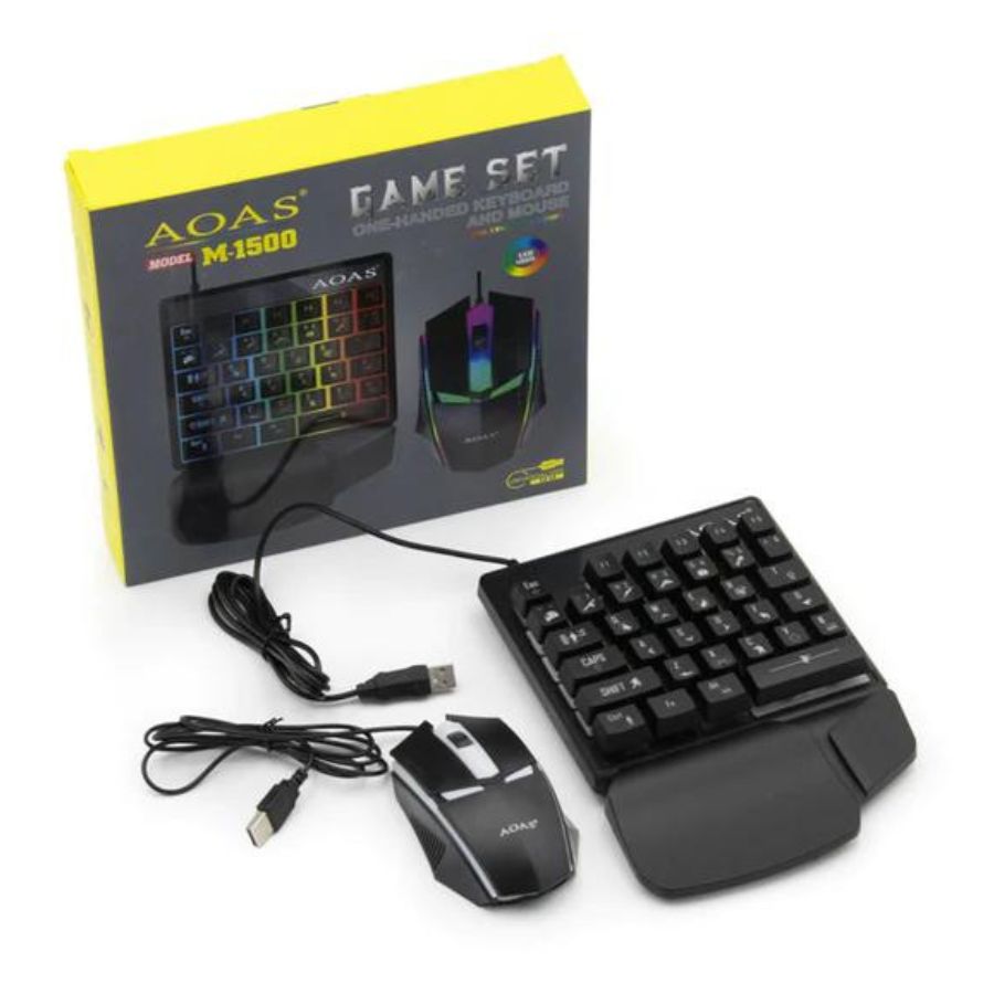 KIT GAMER UNIVERSAL CLICK VENTAS TECLADO Y MOUSE LED AOAS M1500 - 4