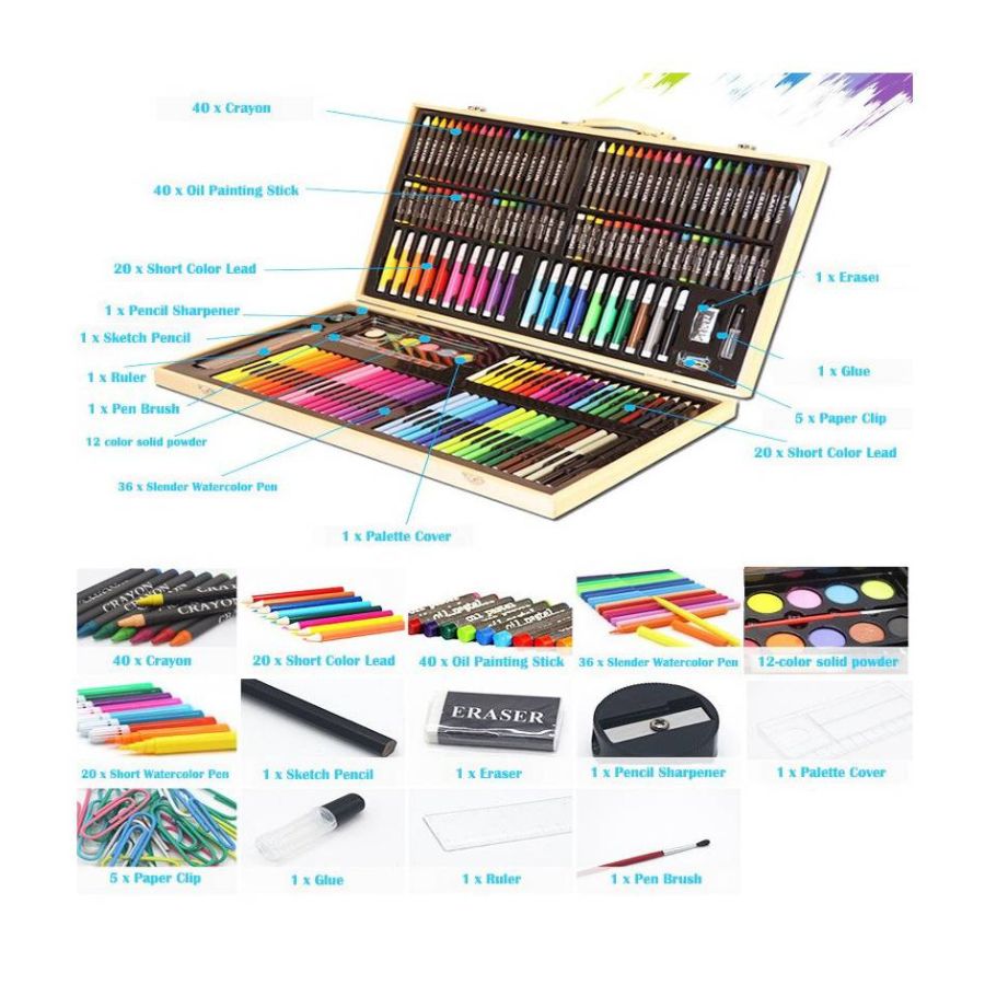SET ARTE Y DIBUJO 180 PIEZAS MALETÍN DE PINTURA LÁPICES - 4