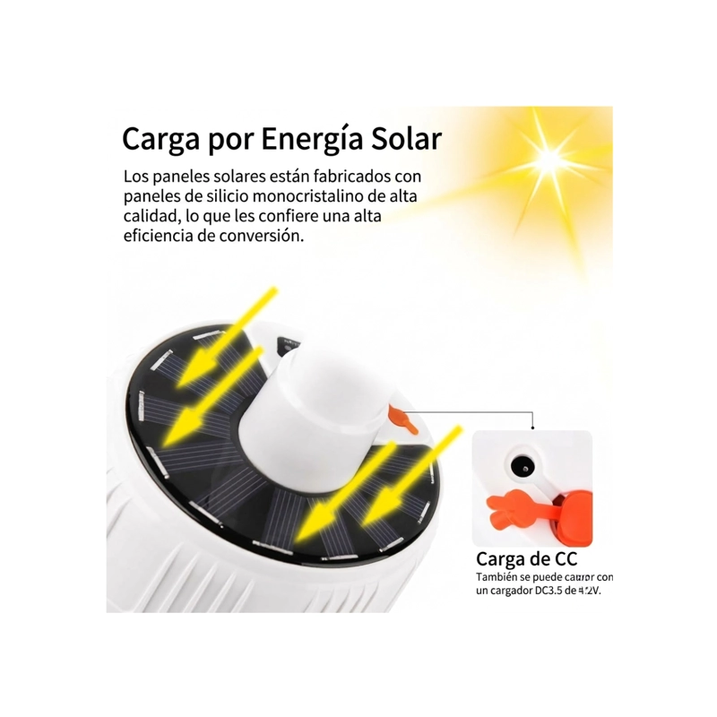 Lámpara Ampolleta Led Solar Recargable Usb Foco - 4
