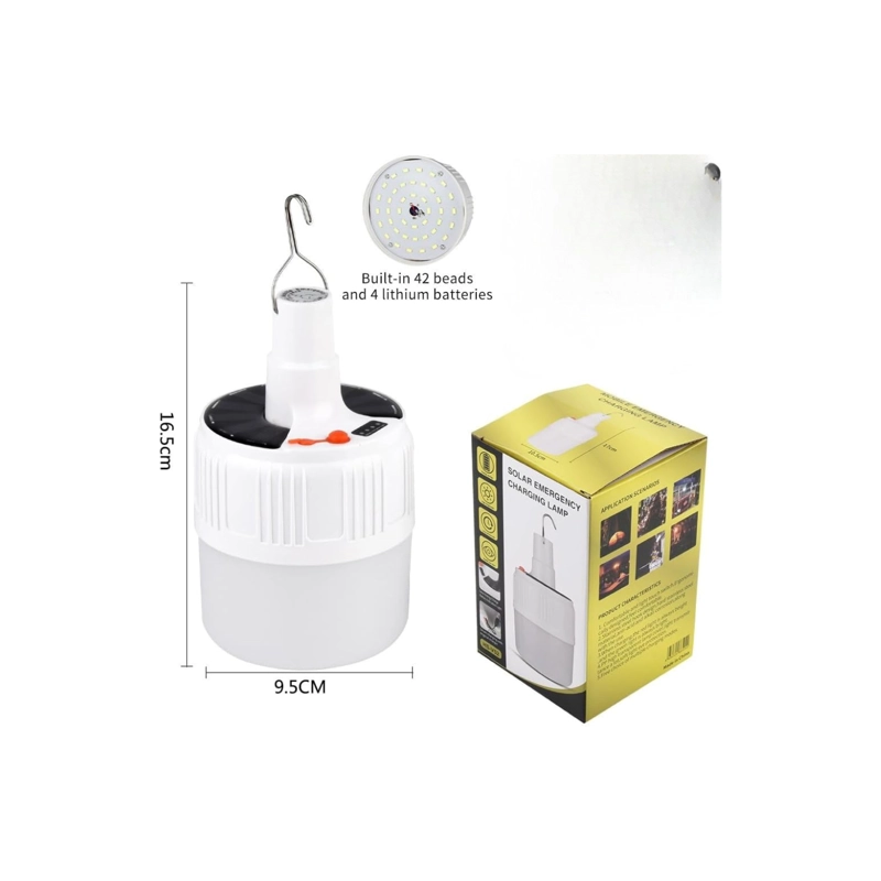 Lámpara Ampolleta Led Solar Recargable Usb Foco - 7