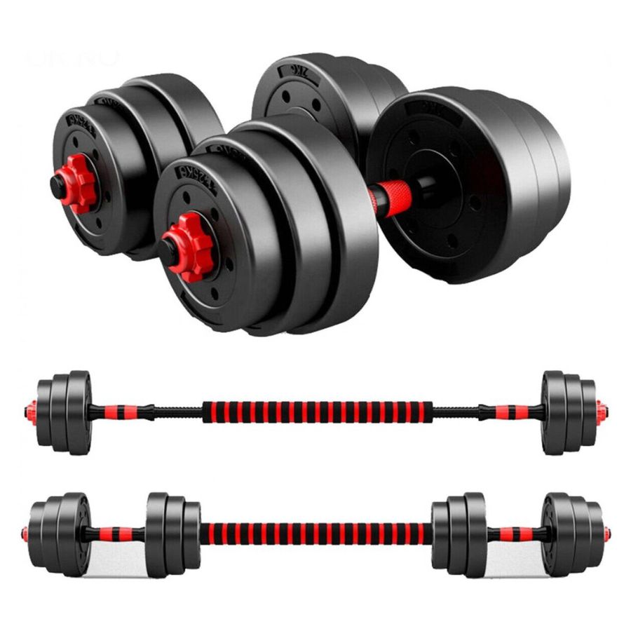 SET MANCUERNAS Y BARRA UNIBLES 20KG AJUSTABLES - 1