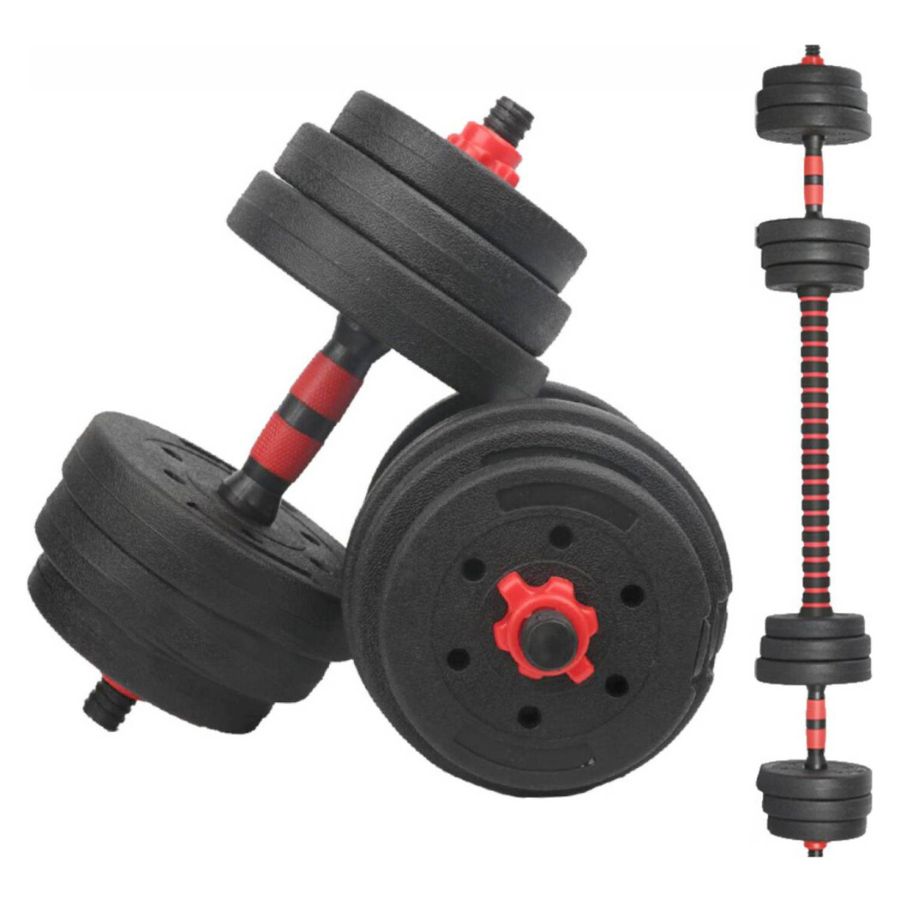 SET MANCUERNAS Y BARRA UNIBLES 20KG AJUSTABLES - 2