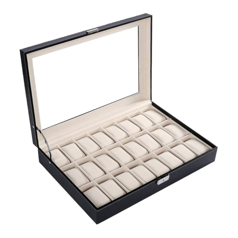 ORGANIZADOR CLICK VENTAS ESTUCHE CAJA PARA 24 RELOJ EXHIBIDOR DE ELEGANTES JOYAS - 1