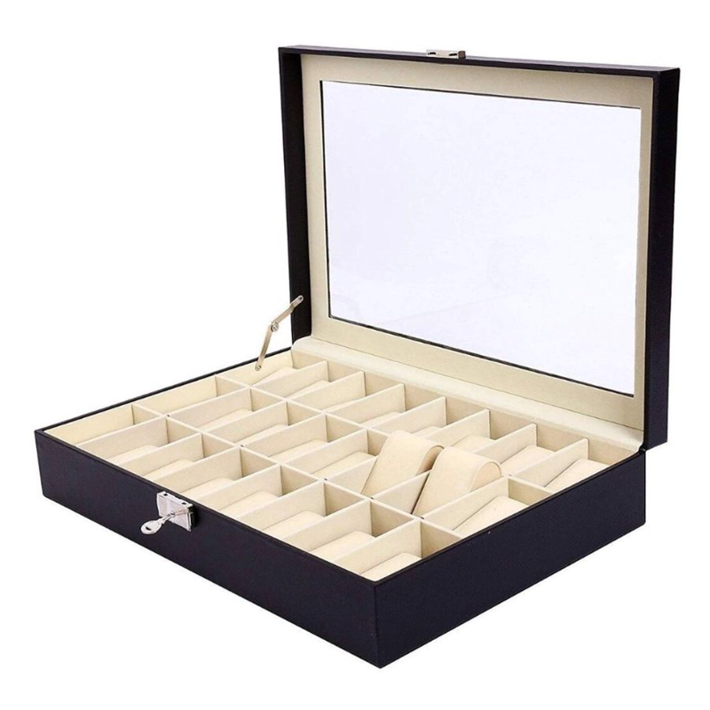 ORGANIZADOR CLICK VENTAS ESTUCHE CAJA PARA 24 RELOJ EXHIBIDOR DE ELEGANTES JOYAS - 3