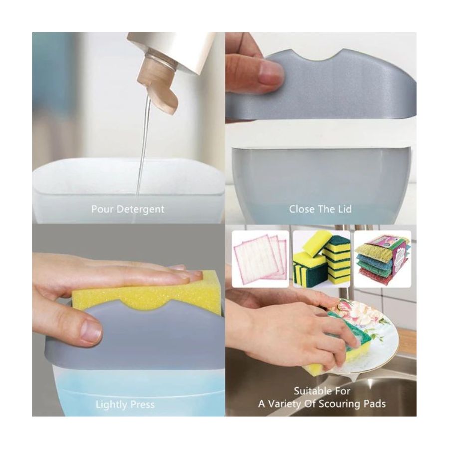DISPENSADOR DE JABÓN CLICK VENTAS VERDE AGUA CON ESPONJA - 2